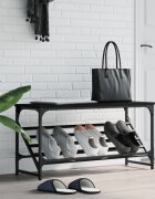 vidaXL Етажерка за обувки черна 90x30x45 см инженерно дърво