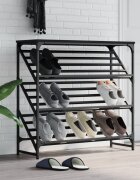 vidaXL Етажерка за обувки черна 90x30x85 см инженерно дърво