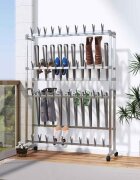 vidaXL Етажерка за обувки с колелца сребриста 89x27x120 см