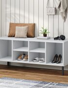 vidaXL Етажерка за обувки с метални крака бяла 106x35x45 см масив OSLO