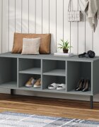 vidaXL Етажерка за обувки с метални крака сива 106x35x45 см масив OSLO