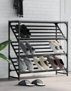 vidaXL Етажерка за обувки сив сонома 90x30x85 см инженерно дърво