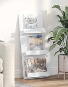 vidaXL Етажерка за списания Бяло 43 x 11 x 102 см Инженерна дървесина
