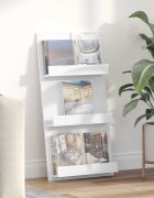 vidaXL Етажерка за списания Бяло 51 x 11 x 102 см Инженерна дървесина