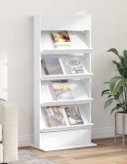 vidaXL Етажерка за списания Бяло 70 x 41 x 156 см Инженерна дървесина