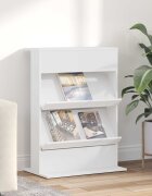 vidaXL Етажерка за списания Бяло 70 x 41 x 96 см Инженерна дървесина