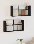 vidaXL Етажерка за списания с рафт 2 бр. Черния дъб 60 x 12 x 30 см