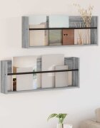 vidaXL Етажерка за списания с рафт 2 бр. Сив Сонома 80 x 12 x 30 см