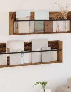 vidaXL Етажерка за списания с рафт 2 бр. Старо дърво 100 x 12 x 30 см