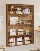 vidaXL Етажерка за списания с рафт 2 бр. Старо дърво 100 x 12 x 70 см