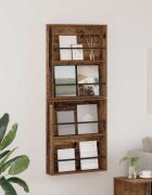 vidaXL Етажерка за списания с рафт 2 бр. Старо дърво 60 x 12 x 70 см
