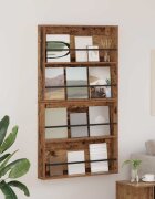 vidaXL Етажерка за списания с рафт 2 бр. Старо дърво 80 x 12 x 70 см