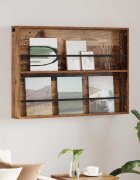 vidaXL Етажерка за списания с рафт Старо дърво 100 x 12 x 70 см