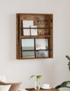 vidaXL Етажерка за списания с рафт Старо дърво 60 x 12 x 70 см