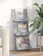 vidaXL Етажерка за списания с рафт Циментено сиво 43 x 11 x 102 см