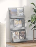vidaXL Етажерка за списания с рафт Циментено сиво 51 x 11 x 102 см