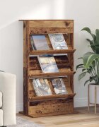 vidaXL Етажерка за списания Старо дърво 70 x 41 x 126 см