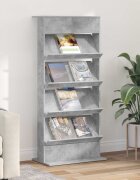 vidaXL Етажерка за списания Циментено сиво 70 x 41 x 156 см