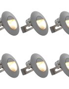 vidaXL Фасадни LED аплици 6 бр 2 W сребристи кръгли