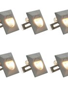 vidaXL Фасадни LED аплици 6 бр 2 W сребристи квадратни