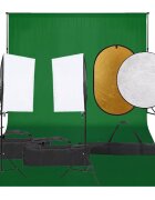 vidaXL Фотографски комплект за студио комплект лампи фон и рефлектор