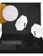 vidaXL Фотографски комплект за студио комплект лампи фон и рефлектор