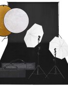 vidaXL Фотографски комплект за студио комплект лампи фон и рефлектор