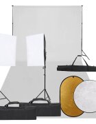 vidaXL Фотографски комплект за студио комплект лампи фон и рефлектор