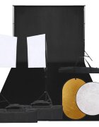 vidaXL Фотографски комплект за студио комплект лампи фон и рефлектор