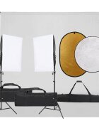 vidaXL Фотографски комплект за студио комплект лампи фон и рефлектор