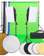 vidaXL Фотографски комплект за студио комплект лампи фон и рефлектор
