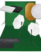 vidaXL Фотографски комплект за студио комплект лампи фон и рефлектор