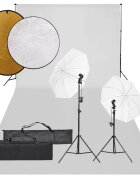 vidaXL Фотографски комплект за студио комплект лампи фон и рефлектор