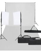 vidaXL Фотографски комплект за студио с комплект лампи и фон