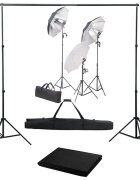vidaXL Фотографски комплект за студио с комплект лампи и фон