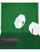 vidaXL Фотографски комплект за студио с комплект лампи и фон
