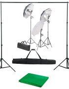 vidaXL Фотографски комплект за студио с комплект лампи и фон