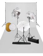 vidaXL Фотографски комплект за студио с лампи чадъри фон и рефлектор