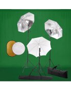 vidaXL Фотографски комплект за студио с лампи чадъри фон и рефлектор
