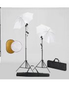 vidaXL Фотографски комплект за студио с лампи чадъри фон и рефлектор