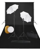 vidaXL Фотографски комплект за студио с лампи чадъри фон и рефлектор