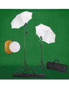 vidaXL Фотографски комплект за студио с лампи чадъри фон и рефлектор