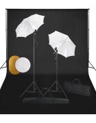 vidaXL Фотографски комплект за студио с лампи чадъри фон и рефлектор