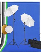 vidaXL Фотографски комплект за студио с лампи чадъри фон и рефлектор