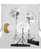 vidaXL Фотографски комплект за студио с лампи чадъри фон и рефлектор