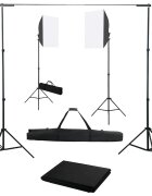vidaXL Фотографски комплект за студио със софтбокс светлини и фон