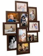 vidaXL Фоторамка колаж за 10 снимки (13х18 см) тъмнокафява МДФ