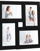vidaXL Фоторамка колаж за 4 снимки (10х15 см) черна МДФ