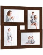 vidaXL Фоторамка колаж за 4 снимки (13x18 см) тъмнокафява МДФ