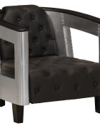 vidaXL Фотьойл Aviator черен естествена кожа